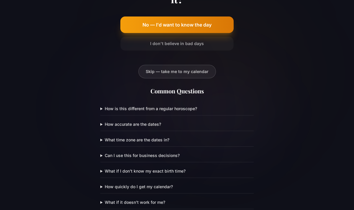 Celestial Whisper collapsed FAQ questions beneath the opening question