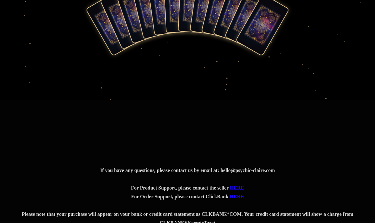 Claire's Tarot Reading support contacts and billing text