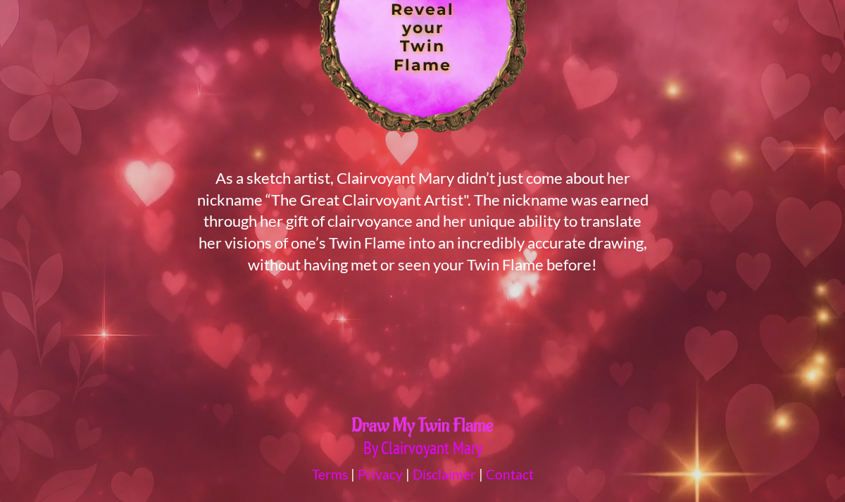 DrawMyTwinFlame product credit and footer links