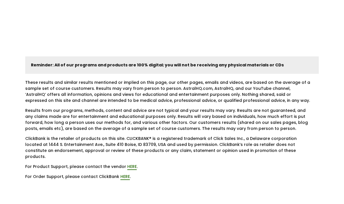 Heart Harmonics disclaimers and product and order support links