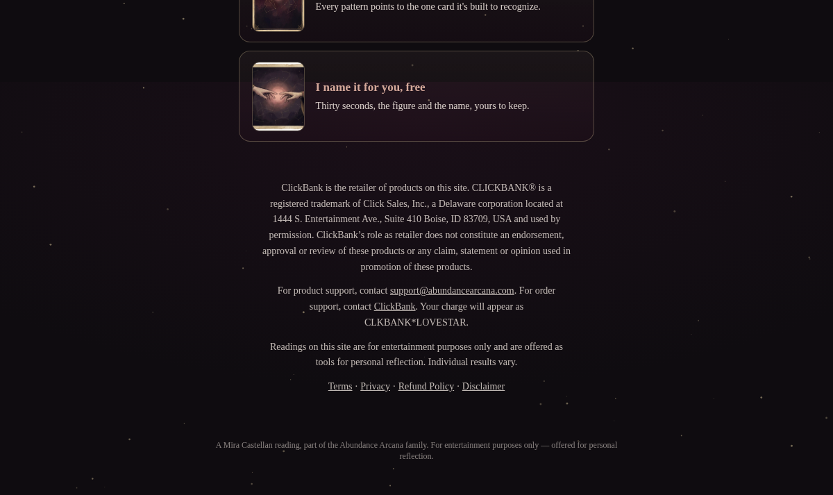 Love Constellation support information and entertainment disclaimer