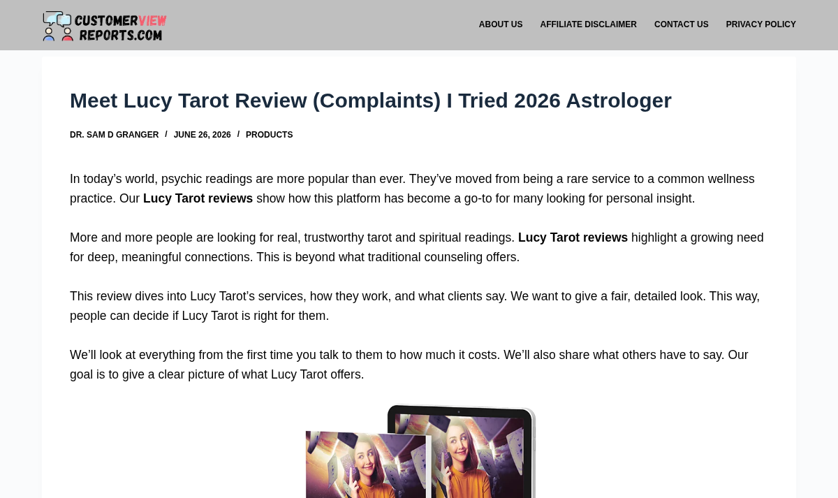 CustomerViewReports article heading and introduction about Lucy Tarot