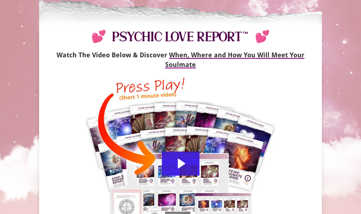 Psychic Love Report public offer page hero