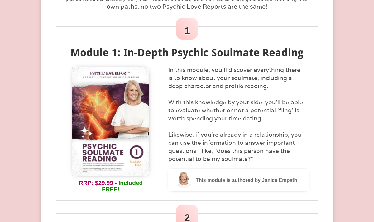 Psychic Love Report Module 1 description