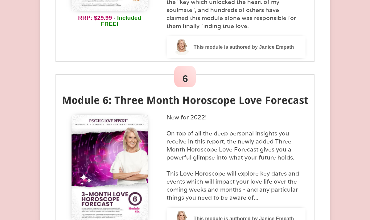 Psychic Love Report public offer page deliverables